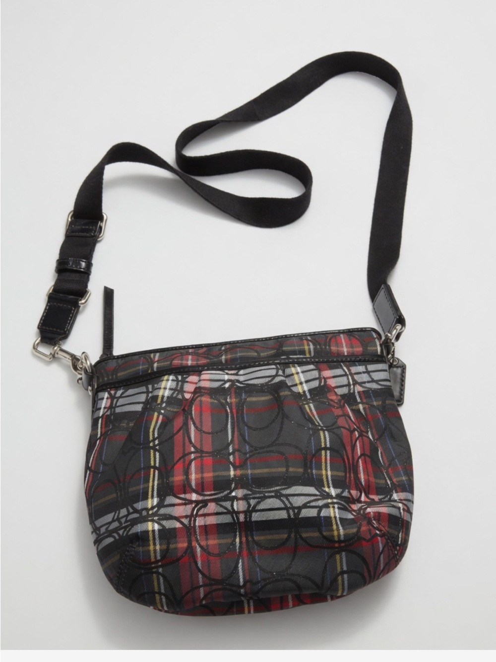 Coach Black and Red Plaid Tartan Signature Crossbody - Picture 11 of 12